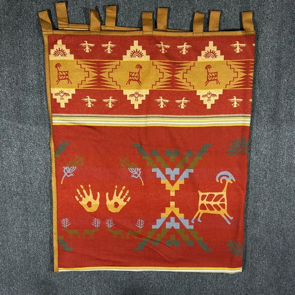 Pendleton Rock Art Curtain Vintage Double Sided Wool Red Southwestern 78x64 EX